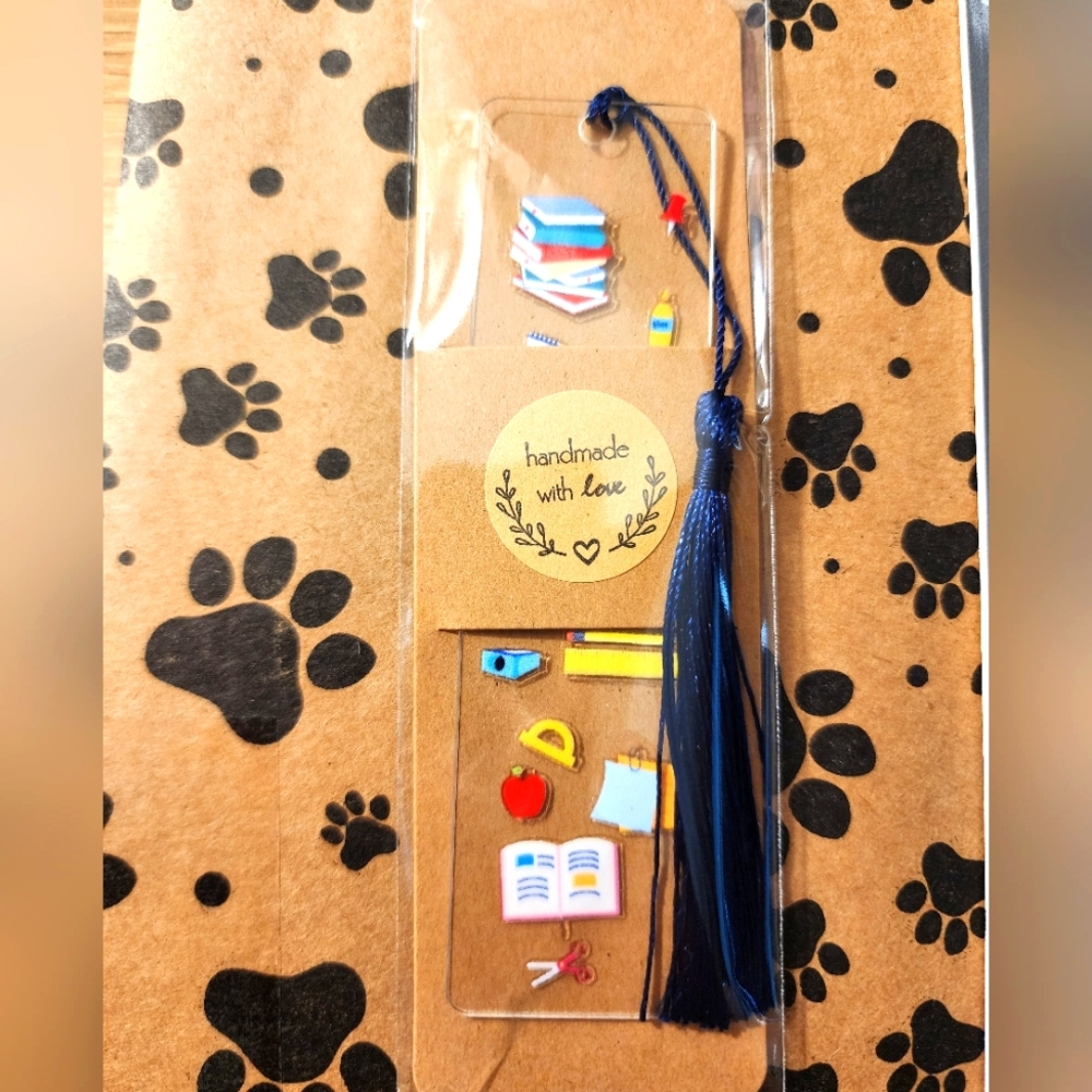 Handmade Bookmark with Blue Tassel